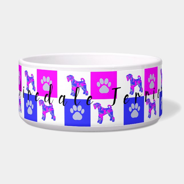 Airedale Terrier Dog & Paw Crazy Hot Pink Dog Bowl Napf (Vorderseite)