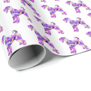 Airedale Terrier Dog Silhouette Farbenfroh Lila W Geschenkpapier