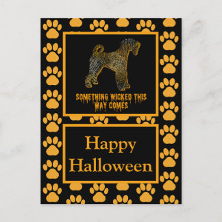 Airedale Terrier Dog Silhouette Halloween Orange Postkarte