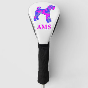 Airedale Terrier Dog Silhouette Hot Pink & Blue Golf Headcover