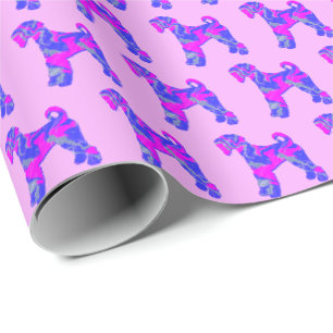 Airedale Terrier Dog Silhouette P&B Pink Gift Geschenkpapier