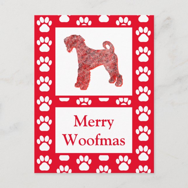 Airedale Terrier Dog Silhouette RedFrohe Weihnacht Postkarte (Vorderseite)