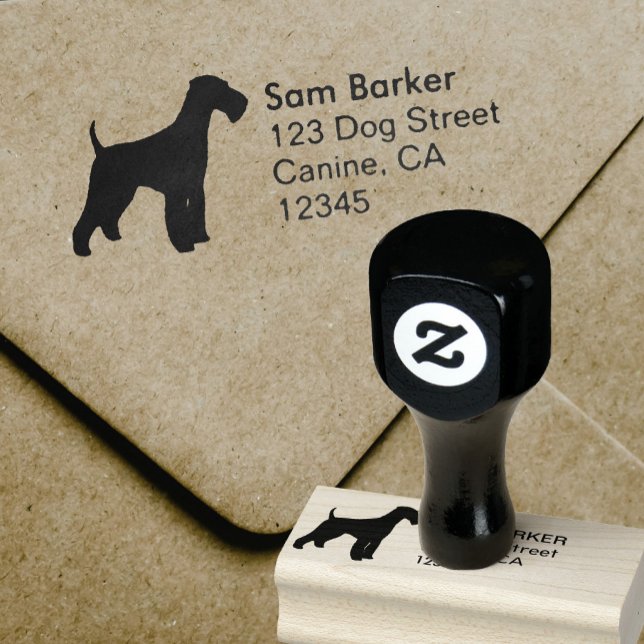 Airedale Terrier Dog Silhouette Rücksendeadresse Gummistempel (Von Creator hochgeladen)