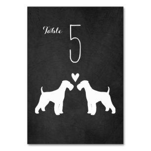 Airedale Terrier Dog Silhouetten Hochzeit Empfang Tischnummer