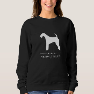 Airedale Terrier Dog White Silhouette Sweatshirt