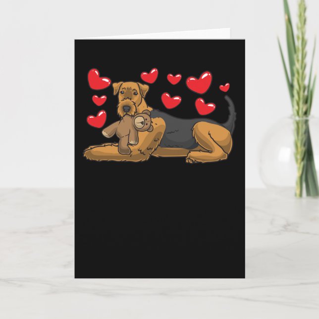 Airedale Terrier Dog With Stuffed Animal Karte (Vorderseite)