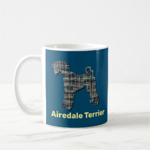 Airedale Terrier Dog YB Grid Lines on Blue Kaffeetasse