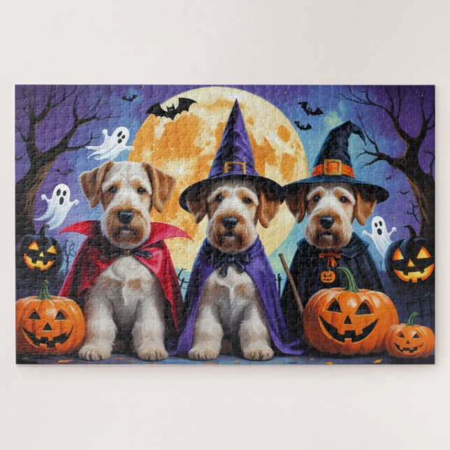 Airedale Terrier Dogs Pumpkin Halloween Funny (Horizontal)