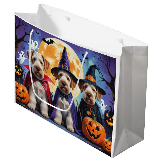 Airedale Terrier Dogs Pumpkin Halloween Funny Große Geschenktüte (Vorderseite Schrägansicht)