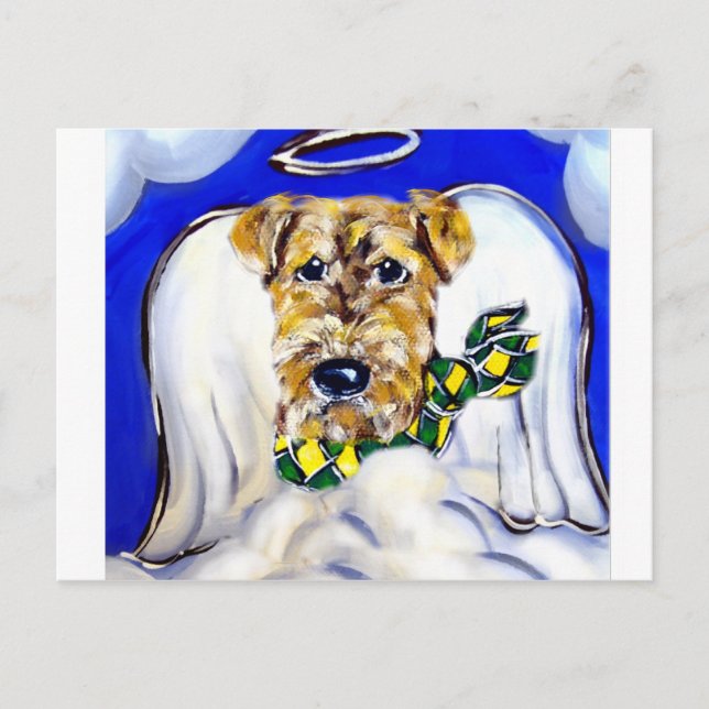 Airedale Terrier Engel Postkarte (Vorderseite)