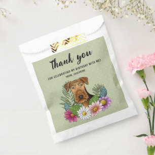 Airedale Terrier Farbige Blumen Geburtstagsgrüße Geschenktütchen