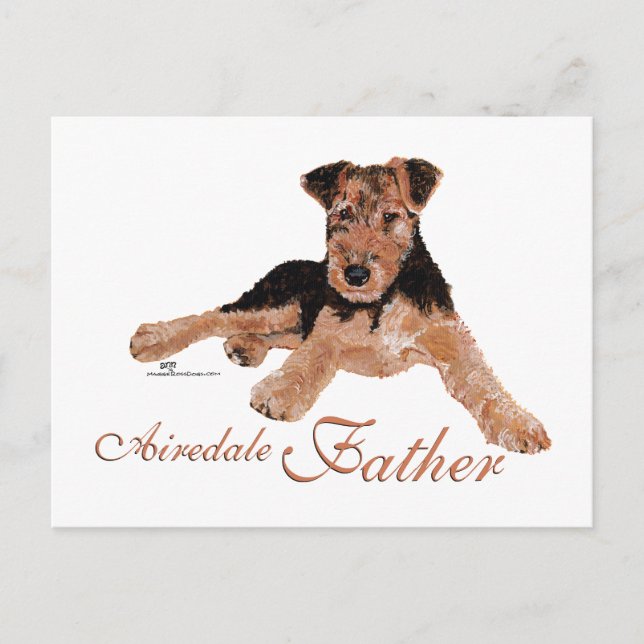 Airedale Terrier Fathers Day Postkarte (Vorderseite)