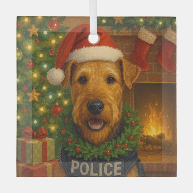 Airedale Terrier Ferien  Ornament Aus Glas (Vorderseite)