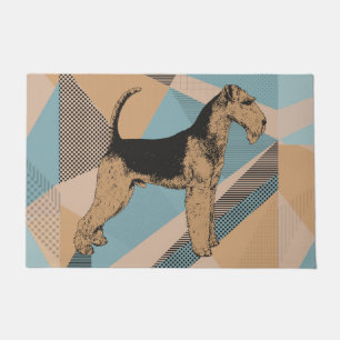 Airedale-Terrier-geometrisches abstraktes Fußmatte