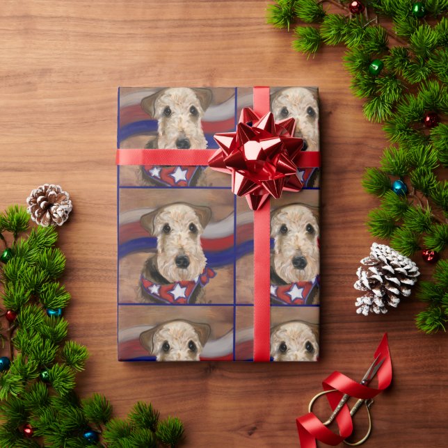 AIREDALE TERRIER GESCHENKPAPIER (Feiertagsgeschenk)