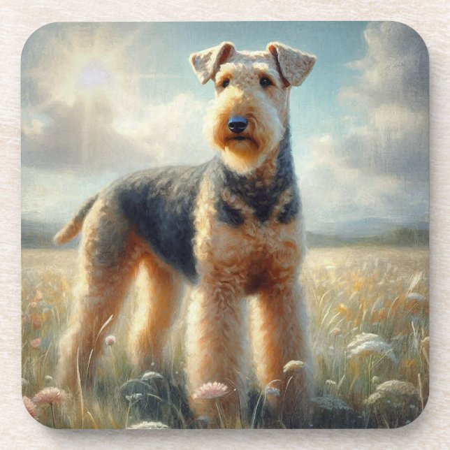 Airedale Terrier Getränkeuntersetzer (Vorderseite)