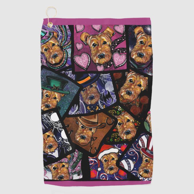 AIREDALE TERRIER GOLFHANDTUCH (Vorderseite)