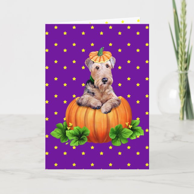 Airedale Terrier Halloween Dale-O-Lantern Karte (Vorderseite)