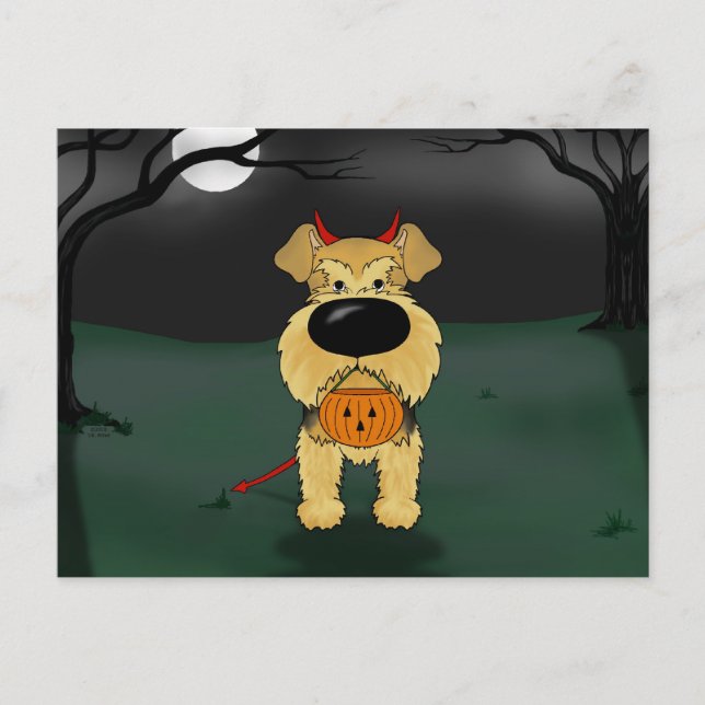 Airedale Terrier Halloween Postkarte (Vorderseite)