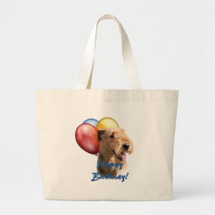 Airedale Terrier Happy Birthday Balloon Jumbo Stoffbeutel
