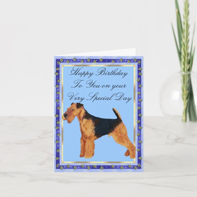 Airedale Terrier Happy Birthday Card Karte (Vorderseite)