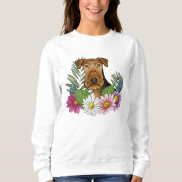 Airedale Terrier Head mit bunten Sommerferien Blum Sweatshirt