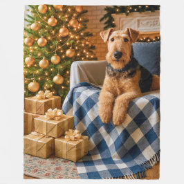 Airedale Terrier Holiday  Fleecedecke