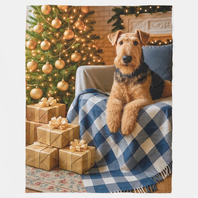 Airedale Terrier Holiday  Fleecedecke (Vorderseite)