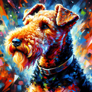 Airedale Terrier Hund Acryl Druck Bunt