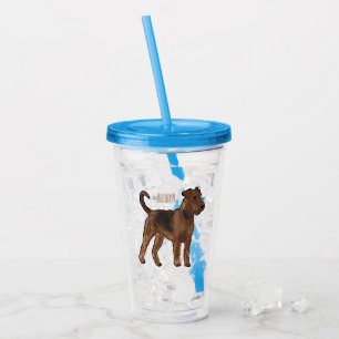 Airedale Terrier Hund Cartoon Illustration Acryltrinkbecher