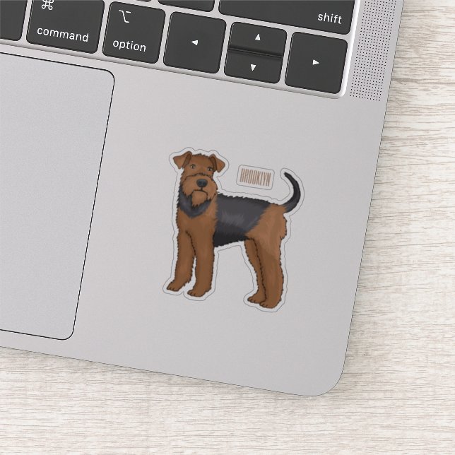 Airedale Terrier Hund Cartoon Illustration Aufkleber (Ausschnitt)