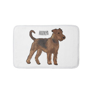 Airedale Terrier Hund Cartoon-Illustration Badematte