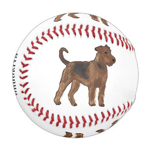 Airedale Terrier Hund Cartoon Illustration Baseball
