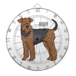 Airedale Terrier Hund Cartoon Illustration Dartscheibe
