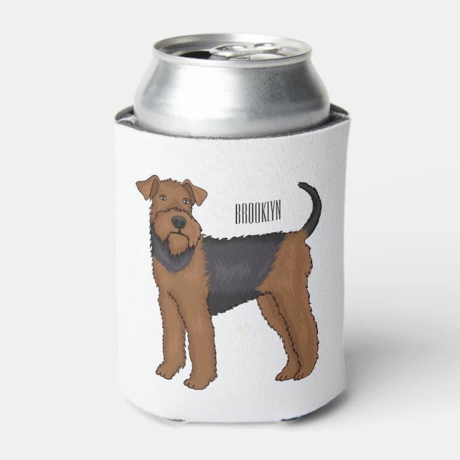 Airedale Terrier Hund Cartoon Illustration Dosenkühler (Kanne Vorderseite)