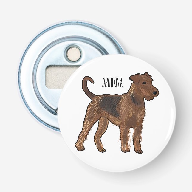 Airedale Terrier Hund Cartoon Illustration Flaschenöffner (Vorderseite)