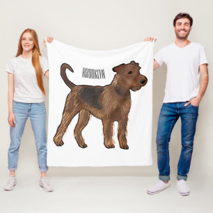 Airedale Terrier Hund Cartoon Illustration Fleecedecke
