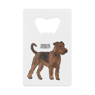Airedale Terrier Hund Cartoon Illustration Geldbeutel Flaschenöffner