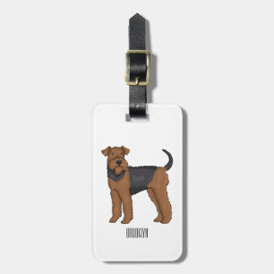 Airedale Terrier Hund Cartoon Illustration Gepäckanhänger