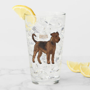 Airedale Terrier Hund Cartoon Illustration Glas
