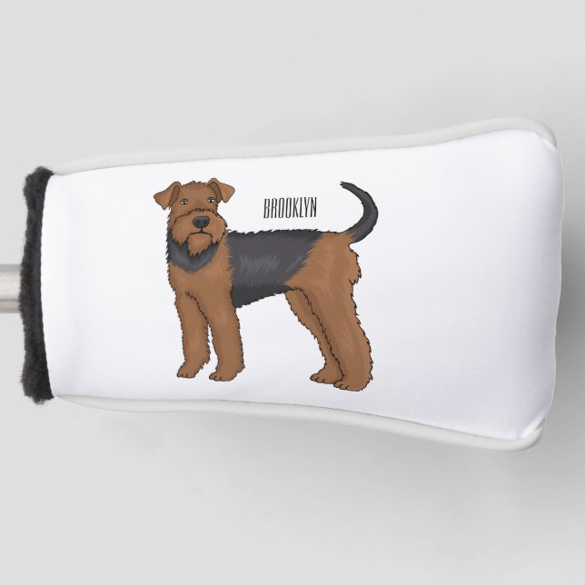 Airedale Terrier Hund Cartoon Illustration Golf Headcover (Vorderseite)