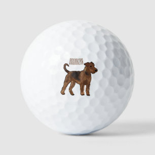Airedale Terrier Hund Cartoon Illustration Golfball