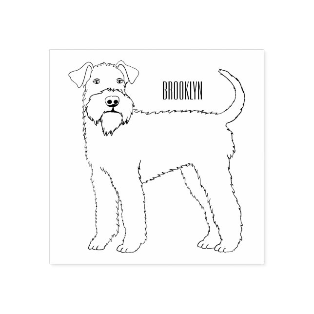 Airedale Terrier Hund Cartoon Illustration Gummistempel (Prägung)