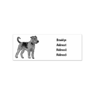 Airedale Terrier Hund Cartoon Illustration Gummistempel