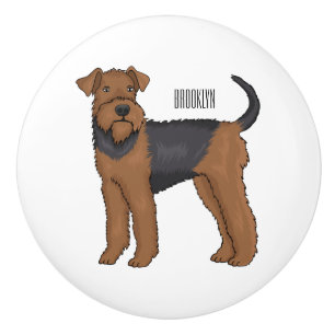Airedale Terrier Hund Cartoon Illustration Keramikknauf