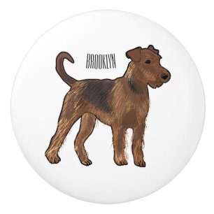 Airedale Terrier Hund Cartoon Illustration Keramikknauf