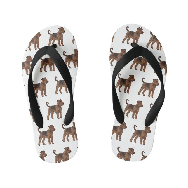 Airedale Terrier Hund Cartoon Illustration Kinderbadesandalen (Fußbett)