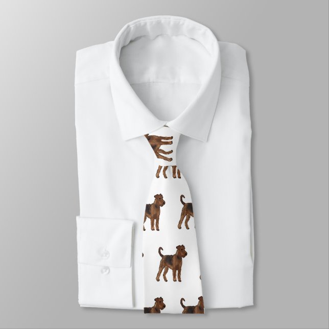 Airedale Terrier Hund Cartoon Illustration Krawatte (Gebunden)