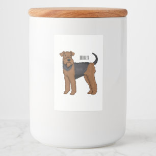 Airedale Terrier Hund Cartoon Illustration Lebensmitteletikett