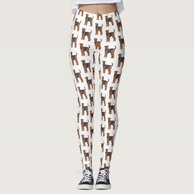 Airedale Terrier Hund Cartoon Illustration Leggings (Vorderseite)